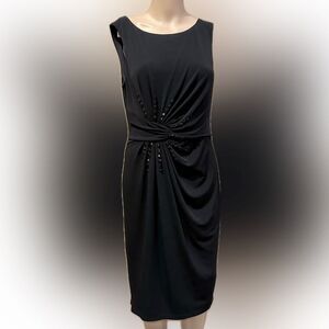 Elegant Anne Klein Black Sleeveless Ruched waist dress SZ 6